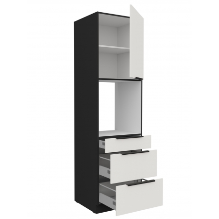 Zabudowa piekarnika z szufladami 60 cm AURO 60 DPS-210 3S1F WH/BL antyfinger